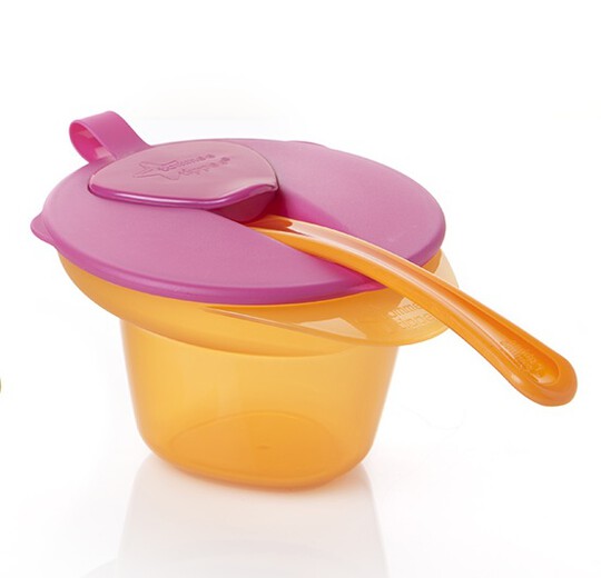 Tommee Tippee Cool and Mash Weaning Bowl with Lid & Spoon - Pink image number 1